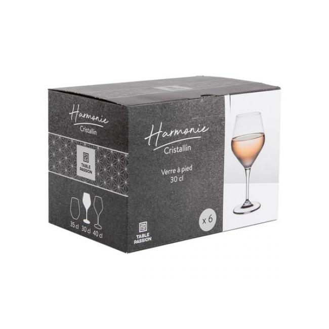 Boite de 6 verres &agrave; pied Harmonie 30cl